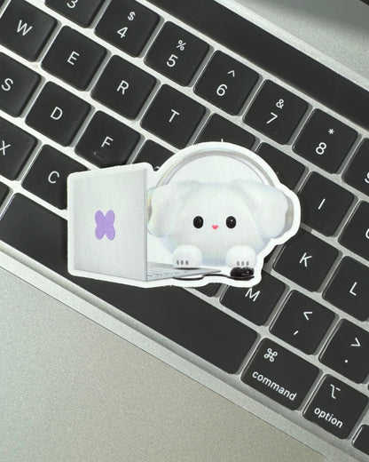 Dog Laptop Buddy Sticker